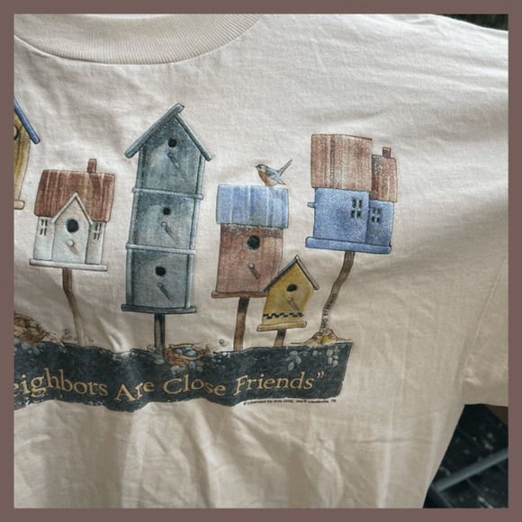 Jerzees Birdhouse Graphic Tee | Cream | Size 2X | Vintage - Picture 7 of 7